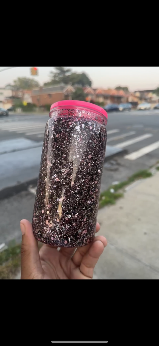 Pink,Black Glitter (16oz)